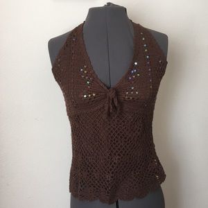 ❤️ J.J. Basics Crochet Halter Top - Size M